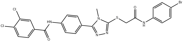 N-[4-(5-{[2-(4-bromoanilino)-2-oxoethyl]sulfanyl}-4-methyl-4H-1,2,4-triazol-3-yl)phenyl]-3,4-dichlorobenzamide 化学構造式