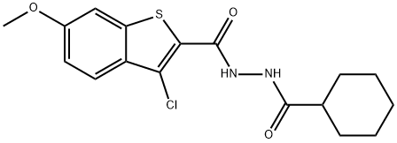 3-chloro-N'-(cyclohexylcarbonyl)-6-methoxy-1-benzothiophene-2-carbohydrazide,443638-30-0,结构式