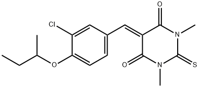 5-(4-sec-butoxy-3-chlorobenzylidene)-1,3-dimethyl-2-thioxodihydro-4,6(1H,5H)-pyrimidinedione Struktur