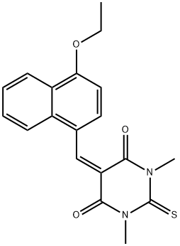 5-[(4-ethoxy-1-naphthyl)methylene]-1,3-dimethyl-2-thioxodihydro-4,6(1H,5H)-pyrimidinedione 结构式