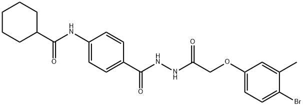 N-[4-({2-[(4-bromo-3-methylphenoxy)acetyl]hydrazino}carbonyl)phenyl]cyclohexanecarboxamide Structure