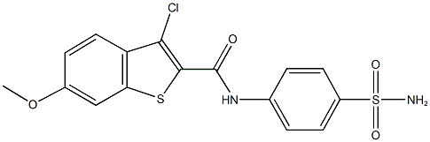 N-[4-(aminosulfonyl)phenyl]-3-chloro-6-methoxy-1-benzothiophene-2-carboxamide Struktur