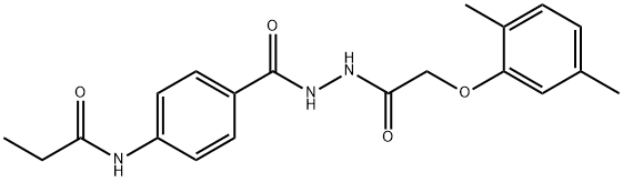 N-[4-({2-[(2,5-dimethylphenoxy)acetyl]hydrazino}carbonyl)phenyl]propanamide 化学構造式