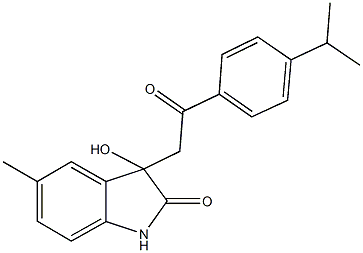 3-hydroxy-3-[2-(4-isopropylphenyl)-2-oxoethyl]-5-methyl-1,3-dihydro-2H-indol-2-one 化学構造式