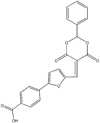 4-{5-[(4,6-dioxo-2-phenyl-1,3-dioxan-5-ylidene)methyl]-2-furyl}benzoic acid Structure