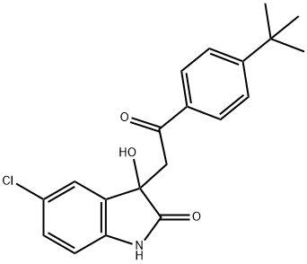 3-[2-(4-tert-butylphenyl)-2-oxoethyl]-5-chloro-3-hydroxy-1,3-dihydro-2H-indol-2-one,443668-28-8,结构式