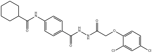 N-[4-({2-[(2,4-dichlorophenoxy)acetyl]hydrazino}carbonyl)phenyl]cyclohexanecarboxamide Struktur