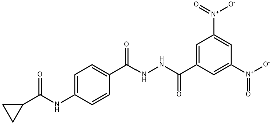 N-{4-[(2-{3,5-dinitrobenzoyl}hydrazino)carbonyl]phenyl}cyclopropanecarboxamide 结构式