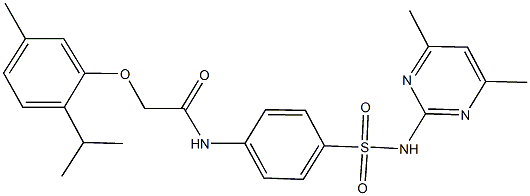 N-(4-{[(4,6-dimethyl-2-pyrimidinyl)amino]sulfonyl}phenyl)-2-(2-isopropyl-5-methylphenoxy)acetamide Structure