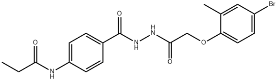 N-[4-({2-[(4-bromo-2-methylphenoxy)acetyl]hydrazino}carbonyl)phenyl]propanamide Struktur