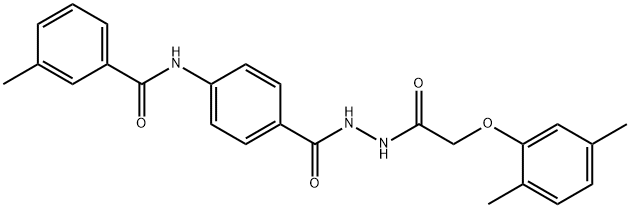 N-[4-({2-[(2,5-dimethylphenoxy)acetyl]hydrazino}carbonyl)phenyl]-3-methylbenzamide 化学構造式