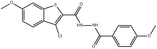 3-chloro-6-methoxy-N'-(4-methoxybenzoyl)-1-benzothiophene-2-carbohydrazide Structure