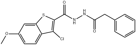 3-chloro-6-methoxy-N'-(phenylacetyl)-1-benzothiophene-2-carbohydrazide,443734-85-8,结构式
