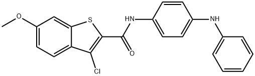 N-(4-anilinophenyl)-3-chloro-6-methoxy-1-benzothiophene-2-carboxamide 结构式