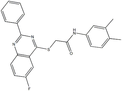 N-(3,4-dimethylphenyl)-2-[(6-fluoro-2-phenyl-4-quinazolinyl)sulfanyl]acetamide Structure