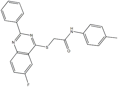 2-[(6-fluoro-2-phenyl-4-quinazolinyl)sulfanyl]-N-(4-methylphenyl)acetamide Struktur
