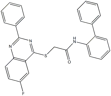 N-[1,1'-biphenyl]-2-yl-2-[(6-fluoro-2-phenyl-4-quinazolinyl)sulfanyl]acetamide Struktur