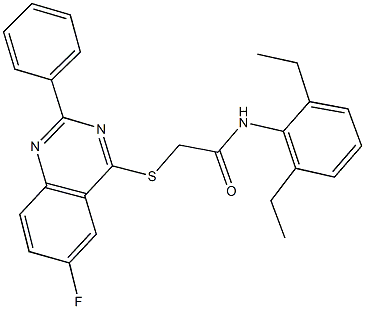 N-(2,6-diethylphenyl)-2-[(6-fluoro-2-phenyl-4-quinazolinyl)sulfanyl]acetamide Struktur