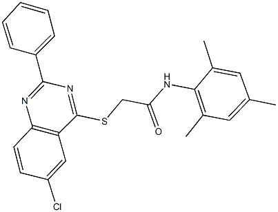 2-[(6-chloro-2-phenyl-4-quinazolinyl)sulfanyl]-N-mesitylacetamide 化学構造式