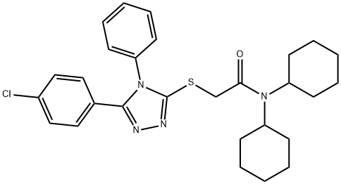 2-{[5-(4-chlorophenyl)-4-phenyl-4H-1,2,4-triazol-3-yl]sulfanyl}-N,N-dicyclohexylacetamide Structure