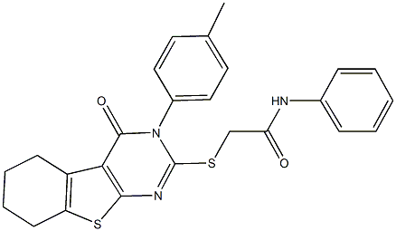 2-{[3-(4-methylphenyl)-4-oxo-3,4,5,6,7,8-hexahydro[1]benzothieno[2,3-d]pyrimidin-2-yl]sulfanyl}-N-phenylacetamide Structure