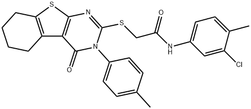 N-(3-chloro-4-methylphenyl)-2-{[3-(4-methylphenyl)-4-oxo-3,4,5,6,7,8-hexahydro[1]benzothieno[2,3-d]pyrimidin-2-yl]sulfanyl}acetamide Struktur