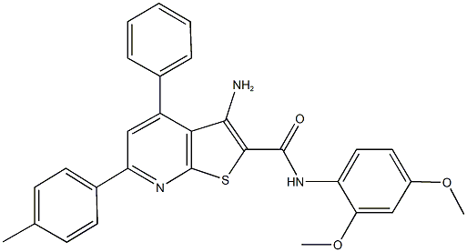 3-amino-N-(2,4-dimethoxyphenyl)-6-(4-methylphenyl)-4-phenylthieno[2,3-b]pyridine-2-carboxamide Structure