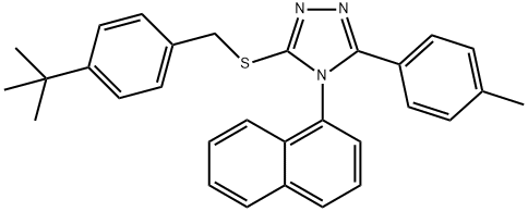 4-tert-butylbenzyl 5-(4-methylphenyl)-4-(1-naphthyl)-4H-1,2,4-triazol-3-yl sulfide,443740-91-8,结构式