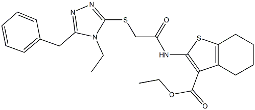 ethyl 2-({[(5-benzyl-4-ethyl-4H-1,2,4-triazol-3-yl)sulfanyl]acetyl}amino)-4,5,6,7-tetrahydro-1-benzothiophene-3-carboxylate Structure