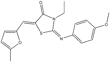 3-ethyl-2-[(4-methoxyphenyl)imino]-5-[(5-methyl-2-furyl)methylene]-1,3-thiazolidin-4-one,443871-50-9,结构式