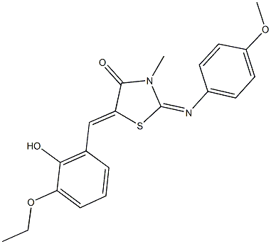 5-(3-ethoxy-2-hydroxybenzylidene)-2-[(4-methoxyphenyl)imino]-3-methyl-1,3-thiazolidin-4-one,443871-54-3,结构式