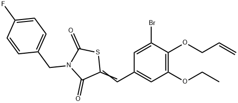 5-[4-(allyloxy)-3-bromo-5-ethoxybenzylidene]-3-(4-fluorobenzyl)-1,3-thiazolidine-2,4-dione 结构式