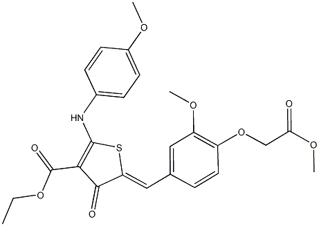 ethyl 2-(4-methoxyanilino)-5-[3-methoxy-4-(2-methoxy-2-oxoethoxy)benzylidene]-4-oxo-4,5-dihydro-3-thiophenecarboxylate Structure