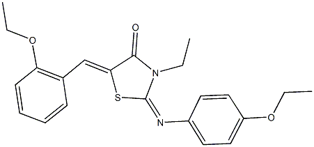 5-(2-ethoxybenzylidene)-2-[(4-ethoxyphenyl)imino]-3-ethyl-1,3-thiazolidin-4-one Struktur