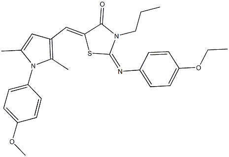 2-[(4-ethoxyphenyl)imino]-5-{[1-(4-methoxyphenyl)-2,5-dimethyl-1H-pyrrol-3-yl]methylene}-3-propyl-1,3-thiazolidin-4-one,443871-86-1,结构式