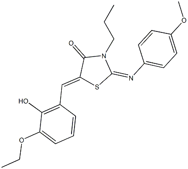 5-(3-ethoxy-2-hydroxybenzylidene)-2-[(4-methoxyphenyl)imino]-3-propyl-1,3-thiazolidin-4-one,443871-89-4,结构式