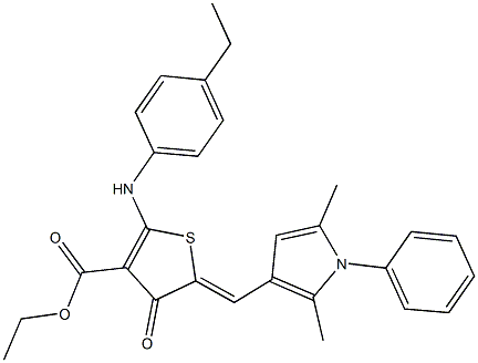 ethyl 5-[(2,5-dimethyl-1-phenyl-1H-pyrrol-3-yl)methylene]-2-(4-ethylanilino)-4-oxo-4,5-dihydro-3-thiophenecarboxylate Structure