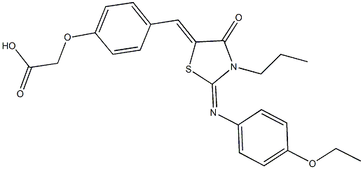 [4-({2-[(4-ethoxyphenyl)imino]-4-oxo-3-propyl-1,3-thiazolidin-5-ylidene}methyl)phenoxy]acetic acid Structure