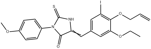 5-[4-(allyloxy)-3-ethoxy-5-iodobenzylidene]-3-(4-methoxyphenyl)-2-thioxo-4-imidazolidinone Structure