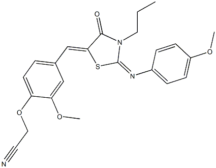 [2-methoxy-4-({2-[(4-methoxyphenyl)imino]-4-oxo-3-propyl-1,3-thiazolidin-5-ylidene}methyl)phenoxy]acetonitrile Structure