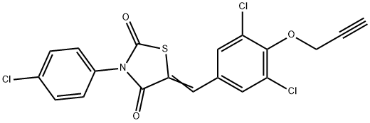 3-(4-chlorophenyl)-5-[3,5-dichloro-4-(2-propynyloxy)benzylidene]-1,3-thiazolidine-2,4-dione 结构式