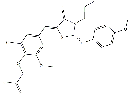443872-29-5 [2-chloro-6-methoxy-4-({2-[(4-methoxyphenyl)imino]-4-oxo-3-propyl-1,3-thiazolidin-5-ylidene}methyl)phenoxy]acetic acid