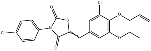 5-[4-(allyloxy)-3-chloro-5-ethoxybenzylidene]-3-(4-chlorophenyl)-1,3-thiazolidine-2,4-dione Struktur