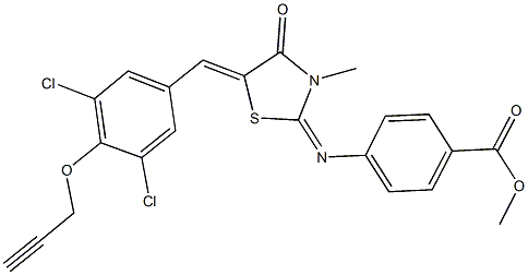 methyl 4-({5-[3,5-dichloro-4-(2-propynyloxy)benzylidene]-3-methyl-4-oxo-1,3-thiazolidin-2-ylidene}amino)benzoate Structure