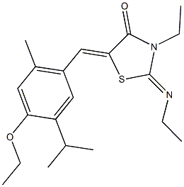 5-(4-ethoxy-5-isopropyl-2-methylbenzylidene)-3-ethyl-2-(ethylimino)-1,3-thiazolidin-4-one Struktur