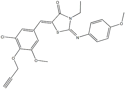 5-[3-chloro-5-methoxy-4-(2-propynyloxy)benzylidene]-3-ethyl-2-[(4-methoxyphenyl)imino]-1,3-thiazolidin-4-one,443872-91-1,结构式
