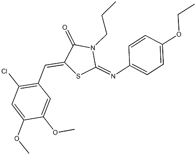 5-(2-chloro-4,5-dimethoxybenzylidene)-2-[(4-ethoxyphenyl)imino]-3-propyl-1,3-thiazolidin-4-one 化学構造式