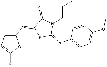 5-[(5-bromo-2-furyl)methylene]-2-[(4-methoxyphenyl)imino]-3-propyl-1,3-thiazolidin-4-one,443873-08-3,结构式
