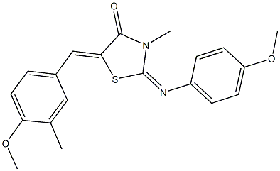 5-(4-methoxy-3-methylbenzylidene)-2-[(4-methoxyphenyl)imino]-3-methyl-1,3-thiazolidin-4-one Struktur