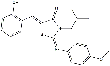 5-(2-hydroxybenzylidene)-3-isobutyl-2-[(4-methoxyphenyl)imino]-1,3-thiazolidin-4-one,443873-15-2,结构式